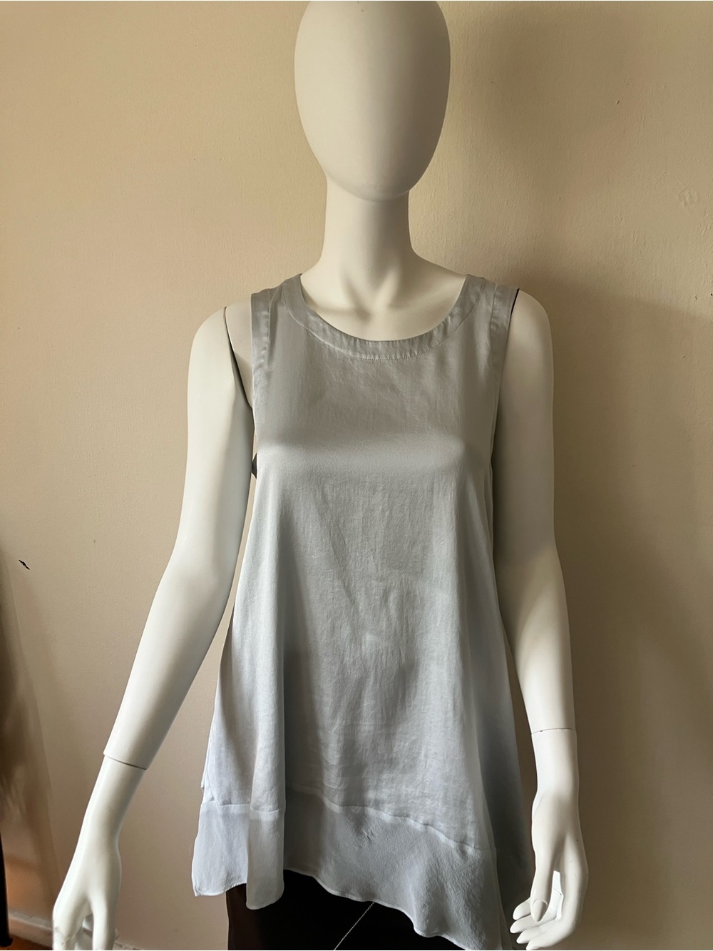 Eileen Fisher pale blue silk asymmetrical Sleeveless Top